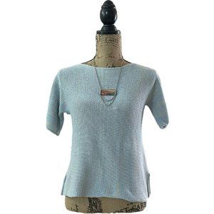 Handmade Sweater| Woman's Small | Organic Cotton and Linen | Breeze Blue